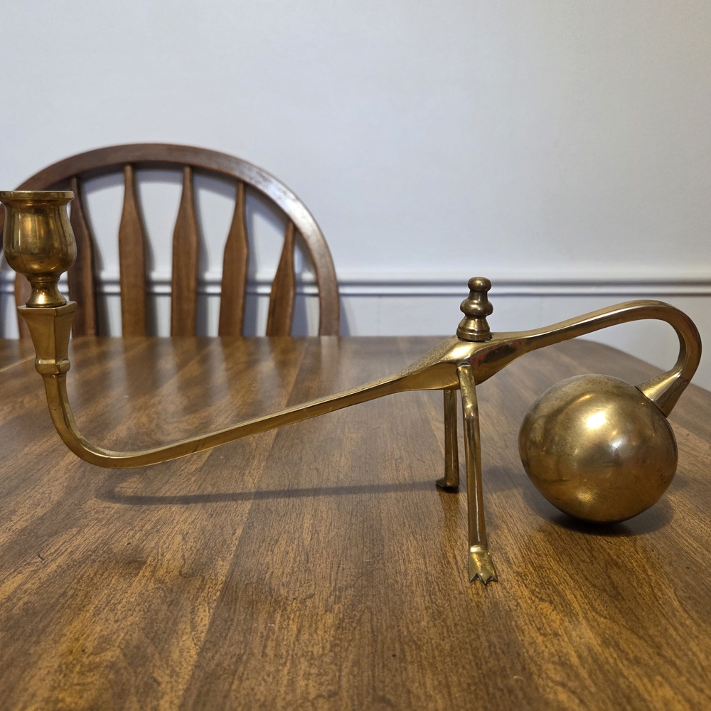 Brass Vintage Cantilever Piano Candlestick Canninbal With Paws
